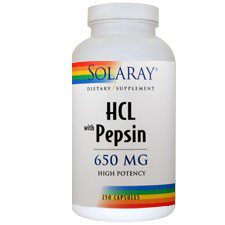 HCL Pepsin 650 mg 100 cápsulas (Solaray)