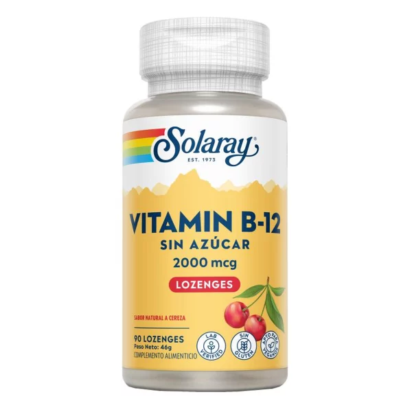 Vitamin B12 - 2000 mcg 90 comprimidos sublinguales (Solaray)